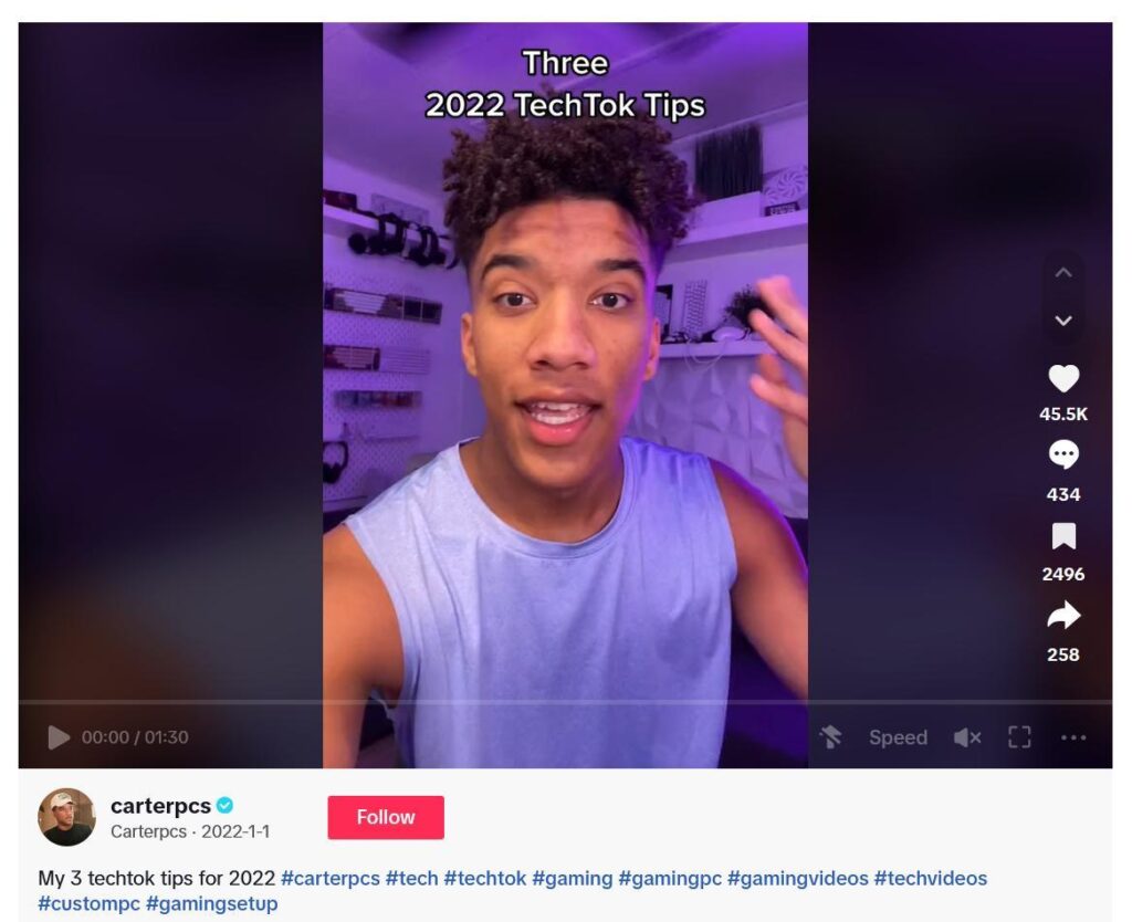 TikTok video showing technology videos